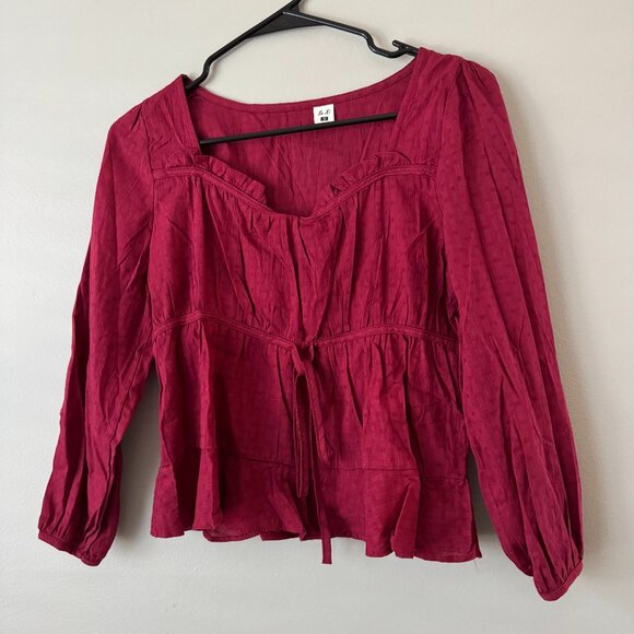 Sa Xi Maroon Long Sleeve Blouse – Elegant & Flowy Top - Picture 1 of 1